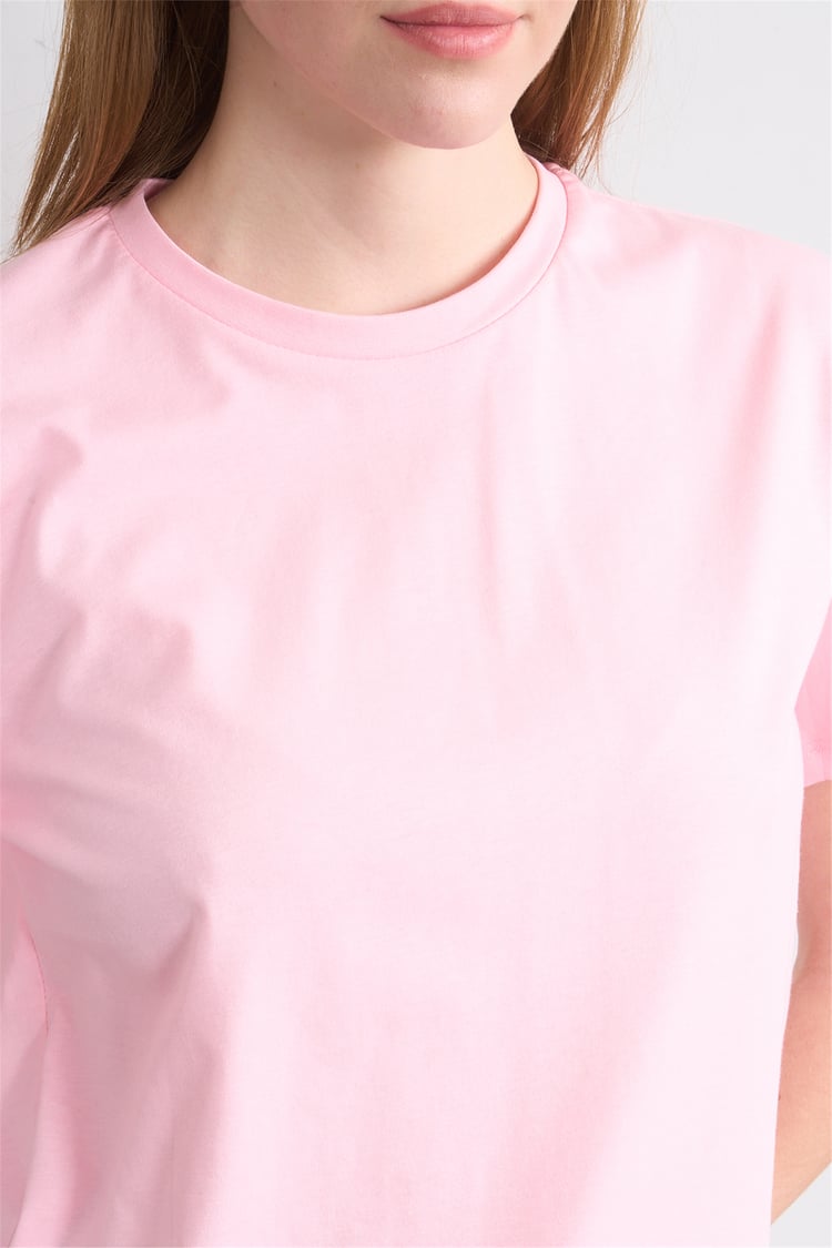 Çetinkaya Fithit 3264 Bayan Bisiklet Yaka 30/1 Penye Regular Basic T-shirt Açık Pembe
