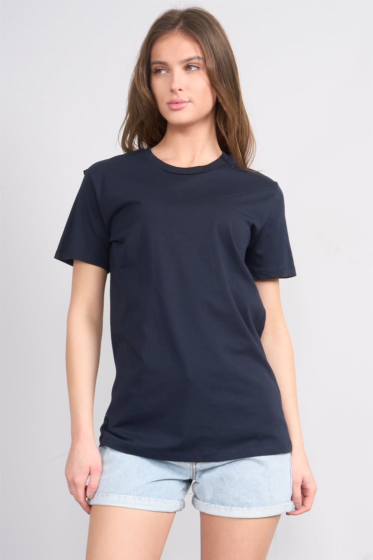 Çetinkaya Fithit 3264 Bayan Bisiklet Yaka 30/1 Penye Regular Basic T-shirt Lacivert