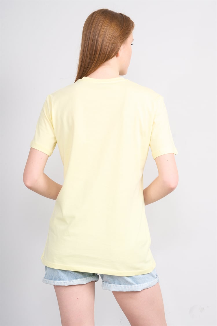Çetinkaya Fithit 3264 Bayan Bisiklet Yaka 30/1 Penye Regular Basic T-shirt Uçuk Sarı