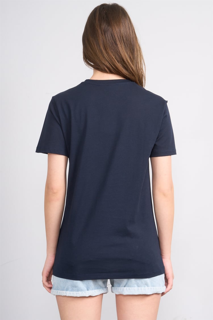 Çetinkaya Fithit 3264 Bayan Bisiklet Yaka 30/1 Penye Regular Basic T-shirt Lacivert