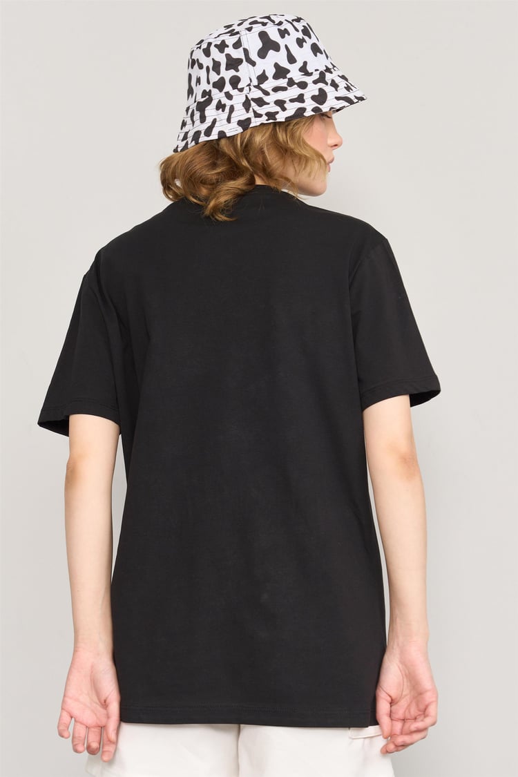 Çetinkaya Fithit 3264 Bayan Bisiklet Yaka Basic T-shirt Siyah