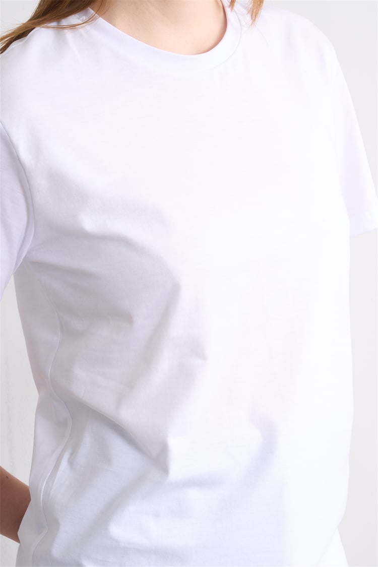 Çetinkaya Fithit 3264 Bayan Bisiklet Yaka 30/1 Penye Regular Basic T-shirt Beyaz