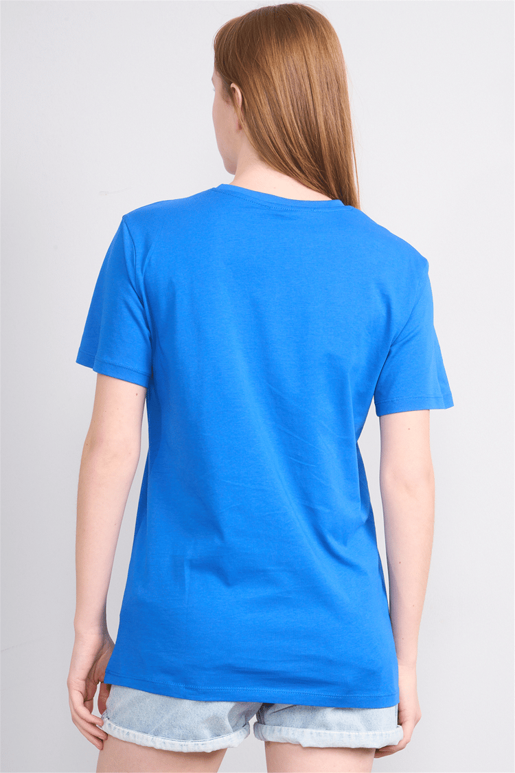 Çetinkaya Fithit 3264 Bayan Bisiklet Yaka 30/1 Penye Regular Basic T-shirt Cobalt