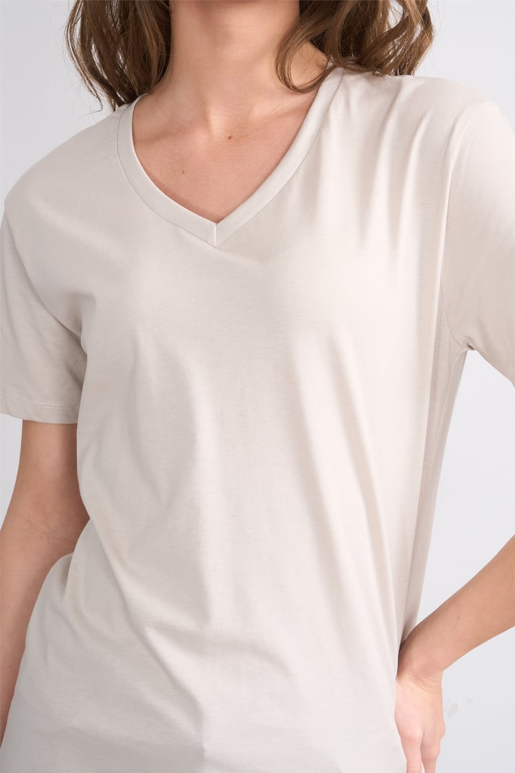 Çetinkaya Fithit 3265 Bayan V Yaka 30/1 Penye Regular Basic T-shirt Vizon