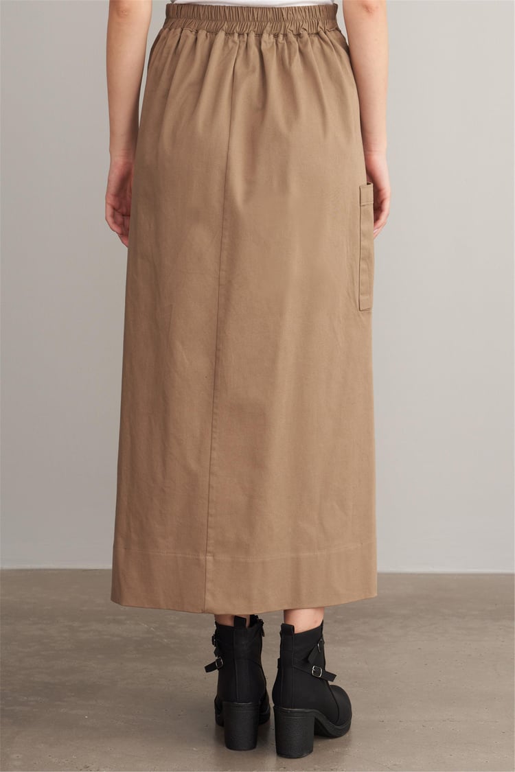 Çetinkaya Fithit 4749 Kadın Cepli Gabardin Uzun Etek Camel
