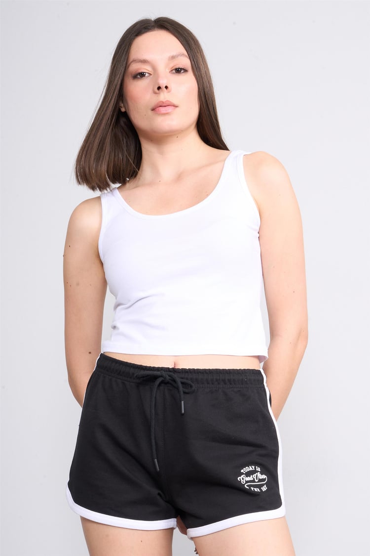 Çetinkaya Fithit 8454 Bayan 30/1 Compact Penye Süprem Sıfır Kol Crop Atlet Beyaz