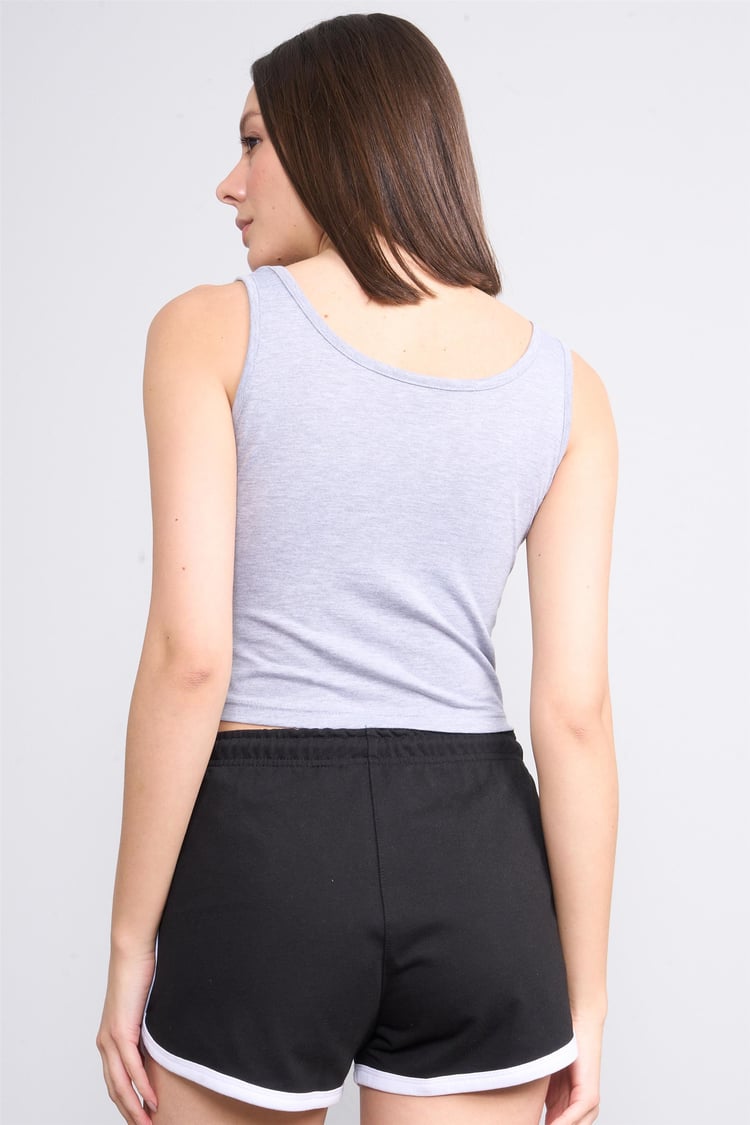 Çetinkaya Fithit 8454 Bayan 30/1 Compact Penye Süprem Sıfır Kol Crop Atlet Grimelanj