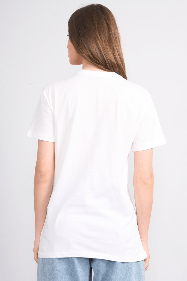 Çetinkaya Fithit 8848 Bayan Bisiklet Yaka Regular Baskılı T-shirt Krem