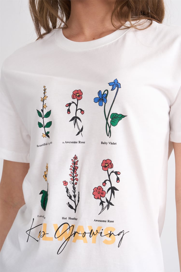 Çetinkaya Fithit 8848 Bayan Bisiklet Yaka Regular Baskılı T-shirt Krem