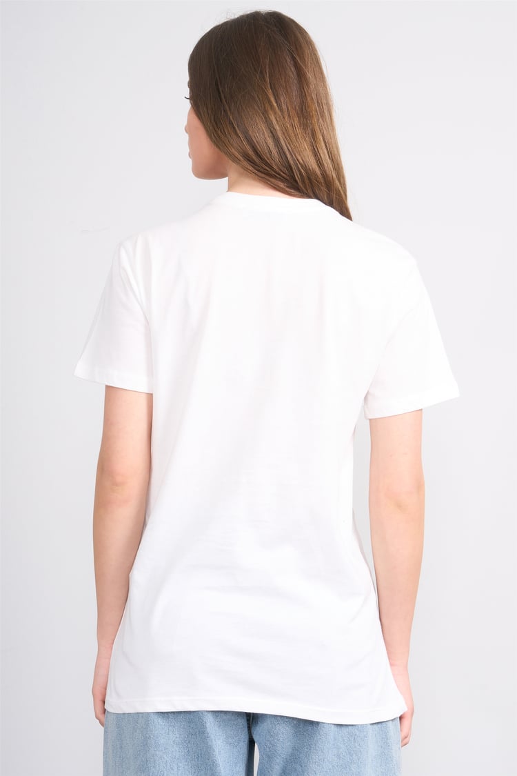 Çetinkaya Fithit 8848 Bayan Bisiklet Yaka Regular Baskılı T-shirt Krem