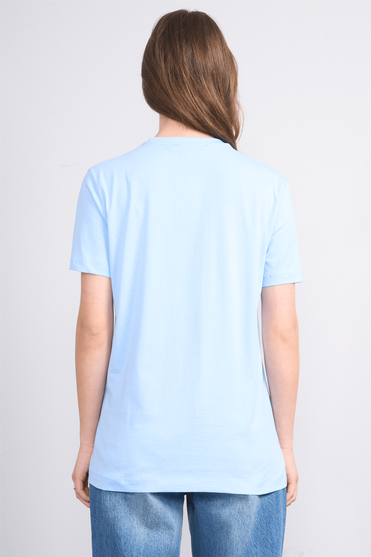 Çetinkaya Fithit 8859 Bayan Bisiklet Yaka Regular Baskılı T-shirt Bebe Mavi