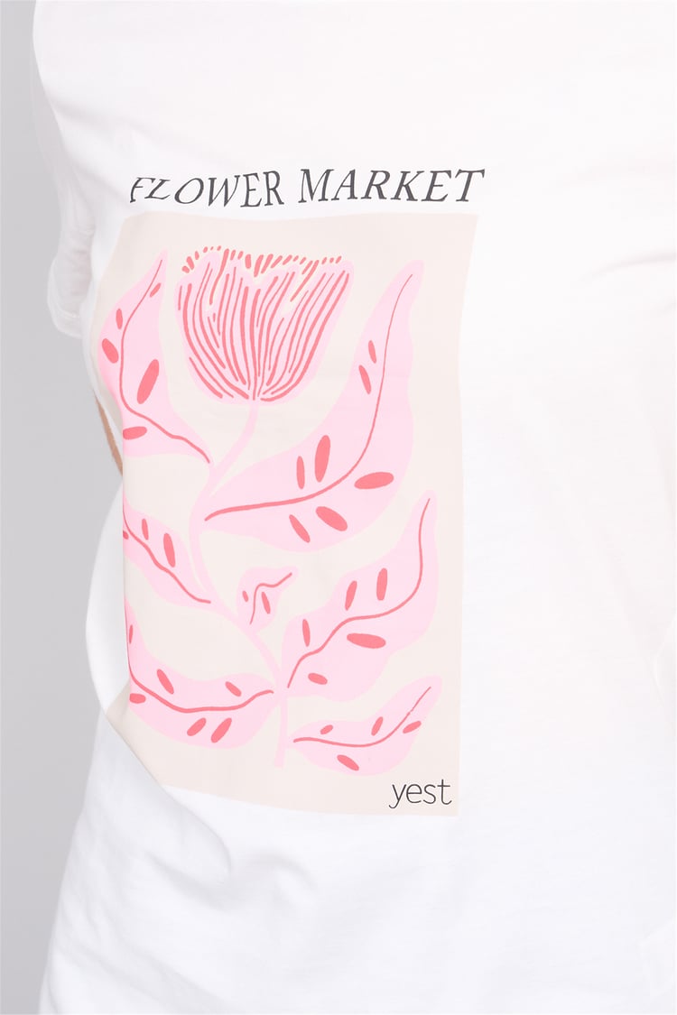 Çetinkaya Fithit 8885 Bayan Bisiklet Yaka Regular Baskılı T-shirt Krem