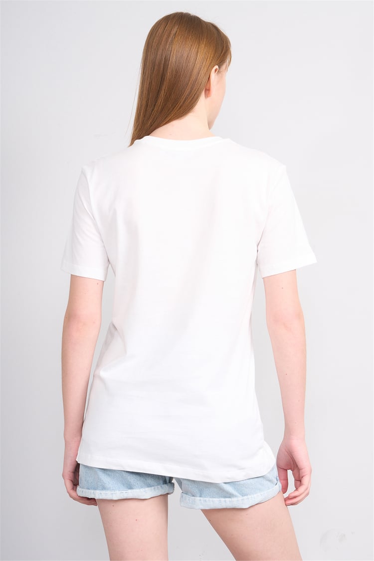 Çetinkaya Fithit 8885 Bayan Bisiklet Yaka Regular Baskılı T-shirt Krem