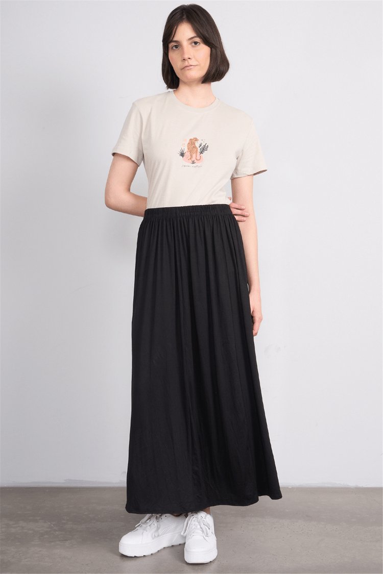 Çetinkaya Fithit 8889 Bayan Bisiklet Yaka Regular Baskılı T-shirt Vizon