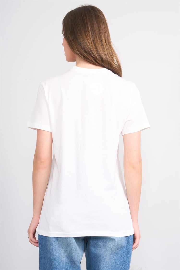 Çetinkaya Fithit 8892 Bayan Bisiklet Yaka Regular Baskılı T-shirt Krem