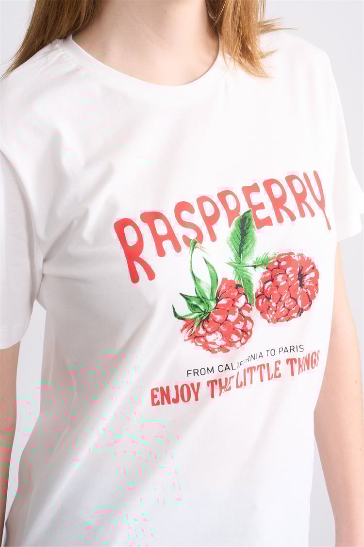 Çetinkaya Fithit 8896 Bayan Bisiklet Yaka Regular Baskılı T-shirt Krem