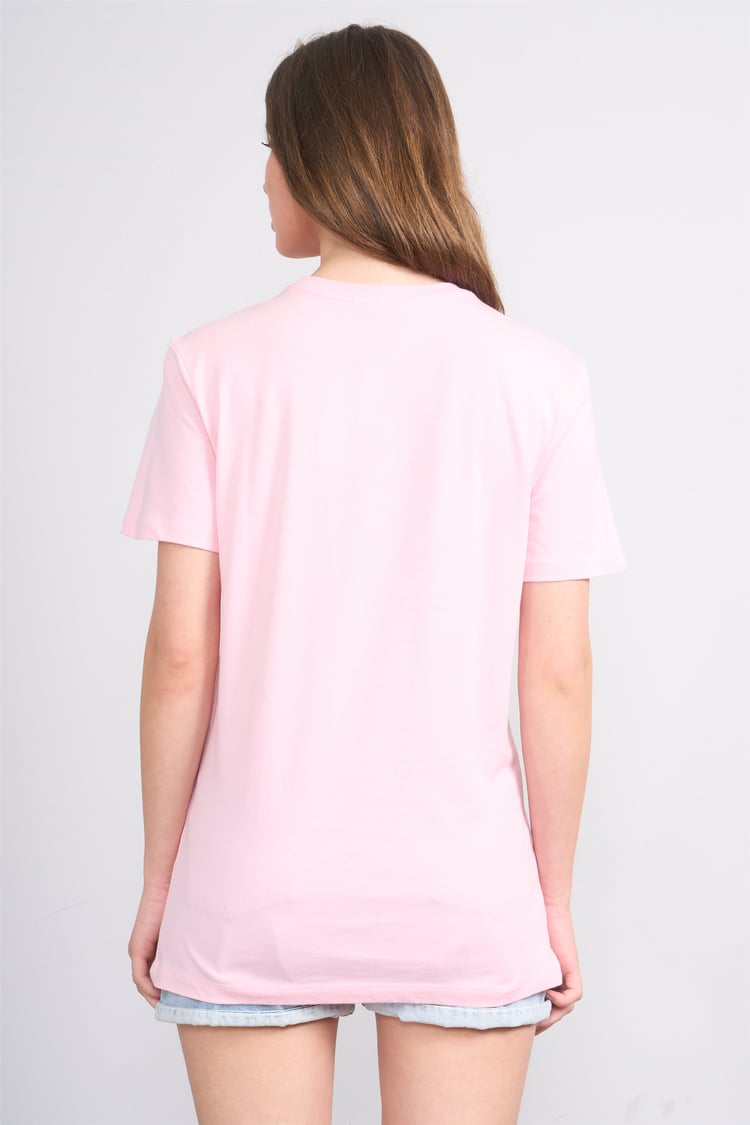 Çetinkaya Fithit 8896 Bayan Bisiklet Yaka Regular Baskılı T-shirt Açık Pembe