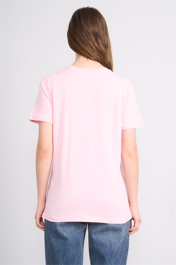 Çetinkaya Fithit 8898 Bayan Bisiklet Yaka Penye Regular Baskılı T-shirt Açık Pembe