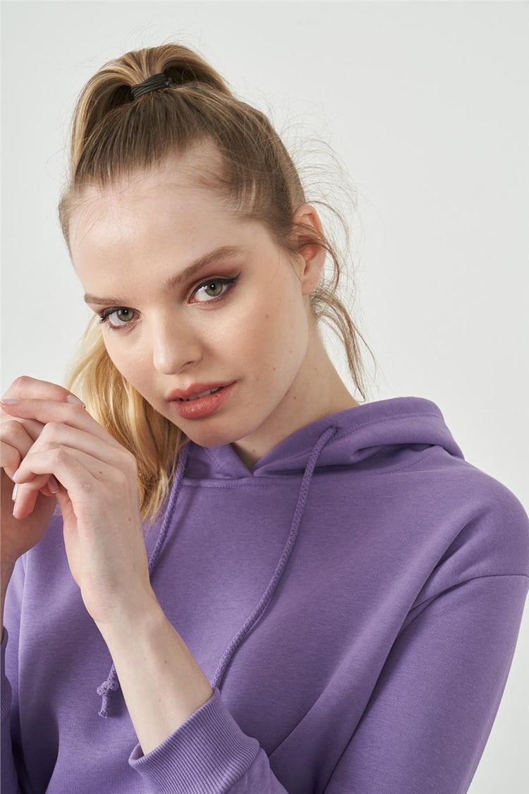 Çetinkaya Kapüşonlu Lila Sweatshirt