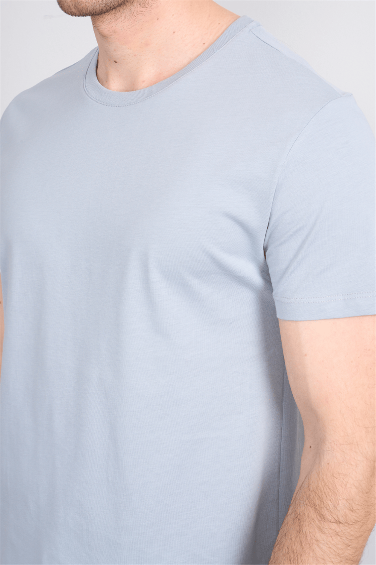 Çetinkaya Mentality 2772 Bisiklet Yaka Slimfit Basic T-shirt Düz Açık Gri