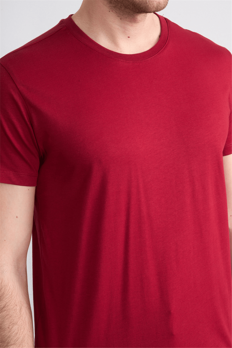 Çetinkaya Mentality 2772 Bisiklet Yaka Slimfit Basic T-shirt Bordo