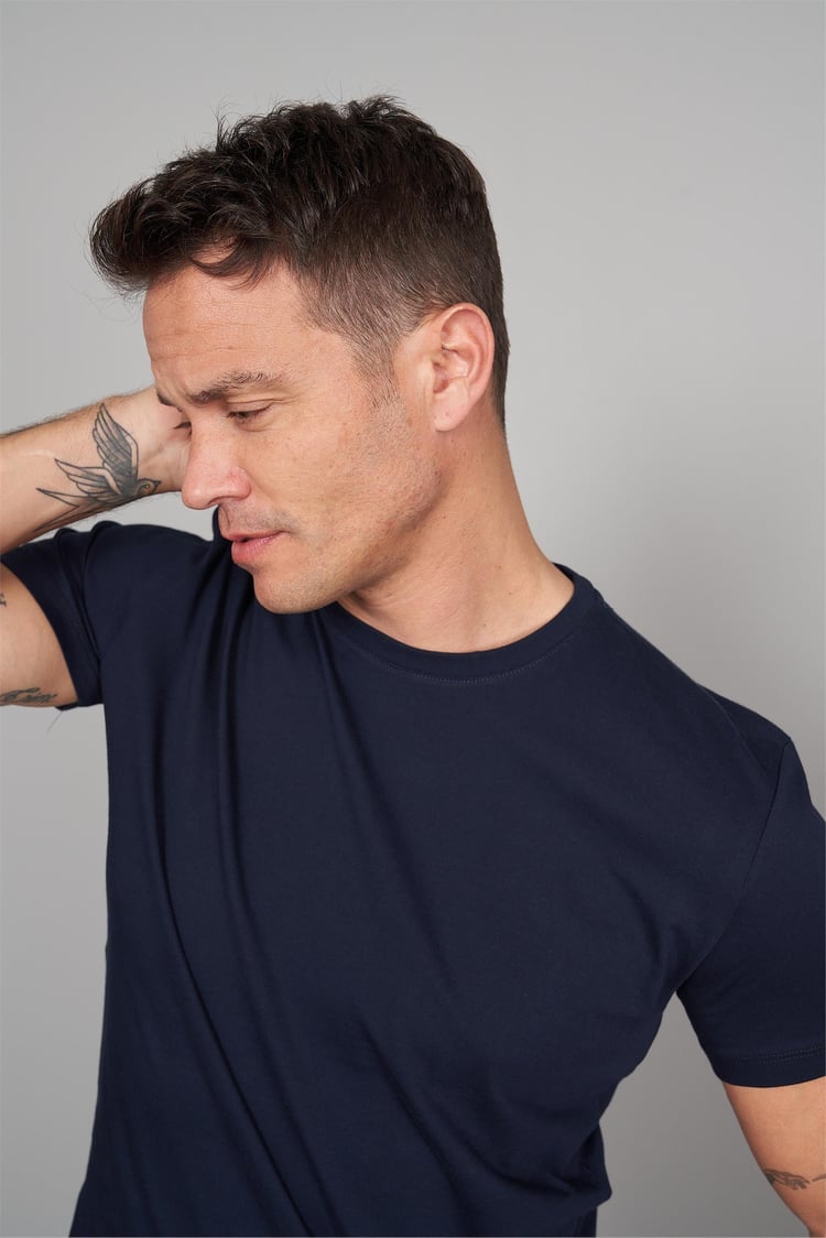Çetinkaya Mentality 2772 Bisiklet Yaka Basic T-Shirt Lacivert