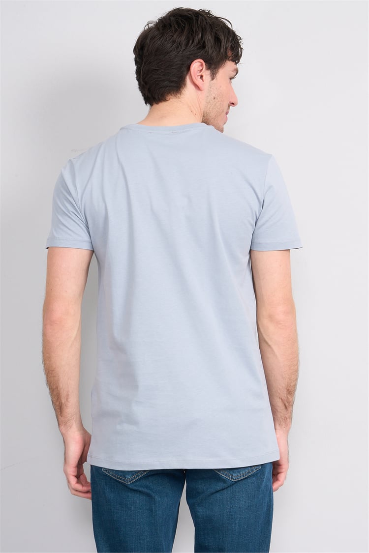 Çetinkaya Mentality 2772 Bisiklet Yaka Slimfit Basic T-shirt Düz Açık Gri