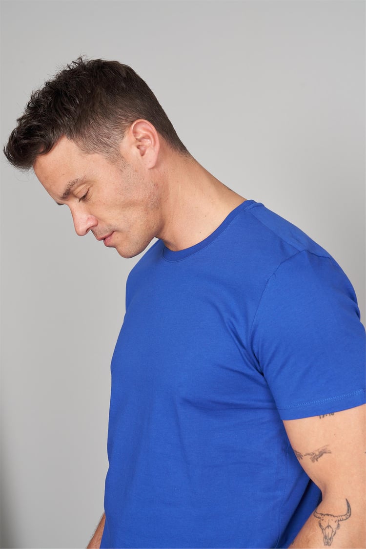 Çetinkaya Mentality 2772 Bisiklet Yaka Penye Slim Fit Açık Saks T-shırt