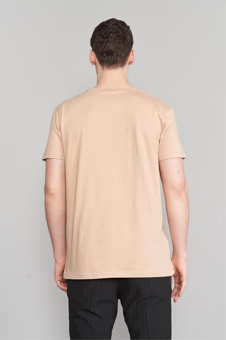 Çetinkaya Mentality 2772 Bisiklet Yaka Penye Slim Fit Camel T-Shirt