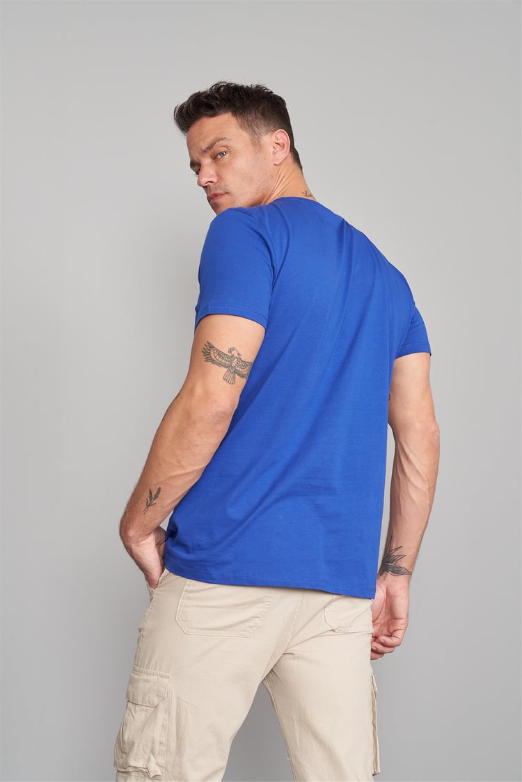 Çetinkaya Mentality 2772 Bisiklet Yaka Penye Slim Fit Açık Saks T-shırt