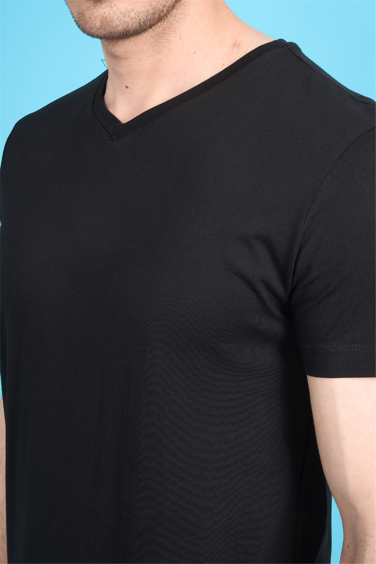 Çetinkaya Mentality 2772 V Yaka Slimfit Basic T-shirt Siyah
