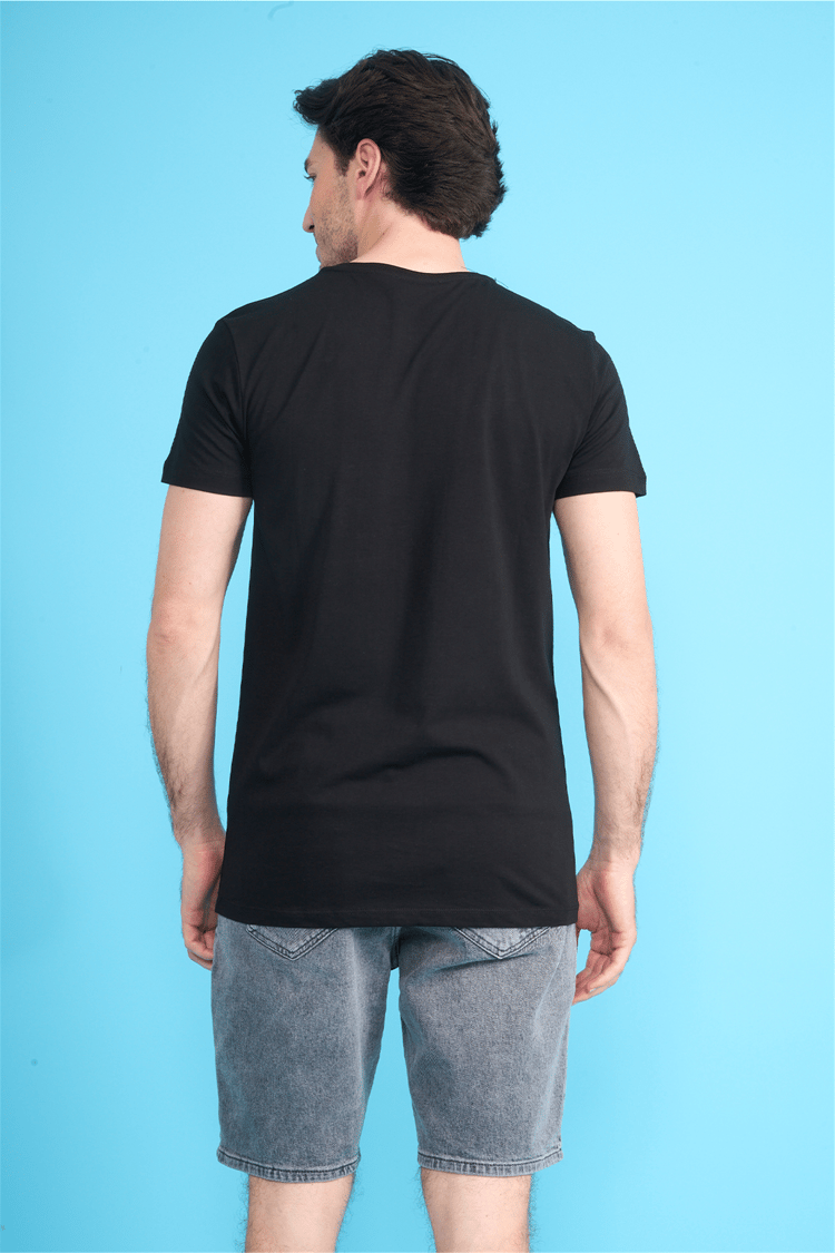 Çetinkaya Mentality 2772 V Yaka Slimfit Basic T-shirt Siyah
