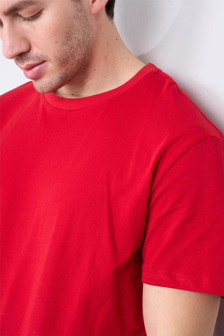 Çetinkaya Mentality 2772B Bisiklet Yaka Süprem Slim Fit Kırmızı T-shirt