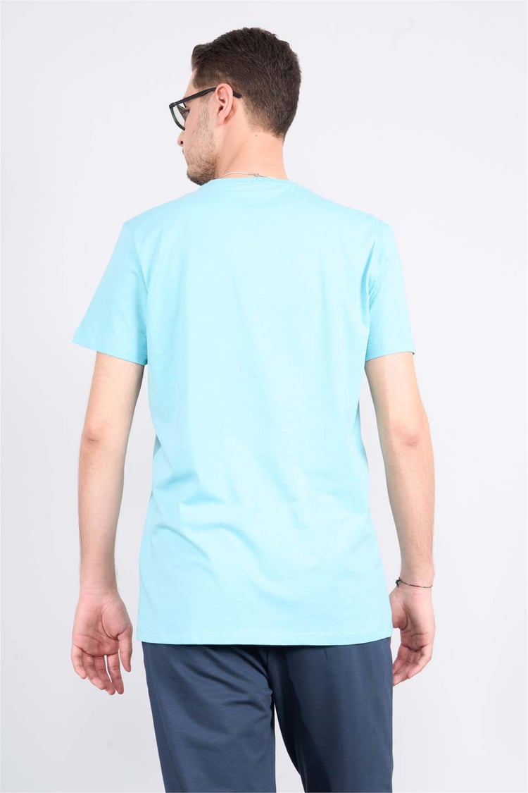 Çetinkaya Mentality 2772B -S Bisiklet Yaka Basic T-Shirt Turkuaz