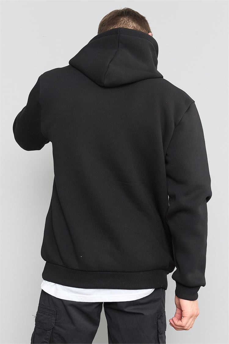 Çetinkaya Mentality 3035 3 İplik Kapüşonlu Siyah Sweatshirt