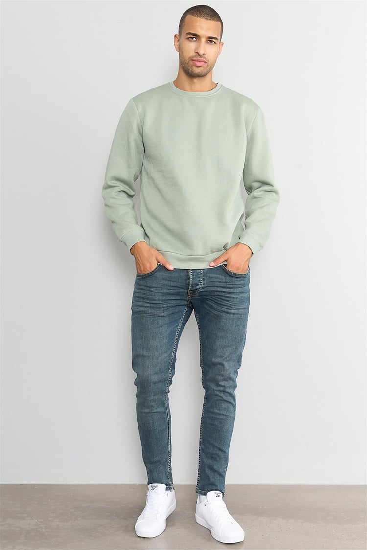 Çetinkaya Mentality 3036 3 İp Bisiklet Yaka Çağla Sweatshirt