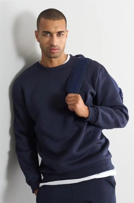 Çetinkaya Mentality 3036 3 İplik Bisiklet Yaka 3'lü Sweatshirt Seti Siyah - Lacivert - Grimelanj