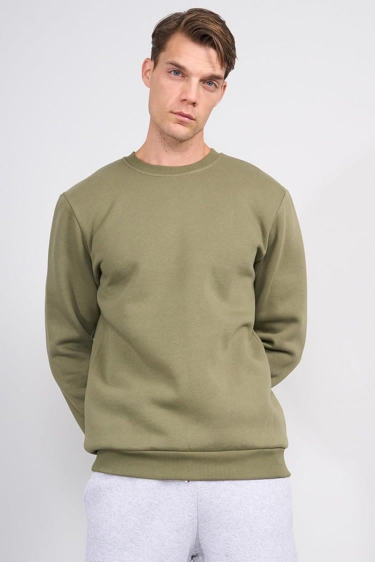 Çetinkaya Mentality 3036 3 İplik Bisiklet Yaka 3'lü Sweatshirt Seti Siyah - Haki - Lacivert
