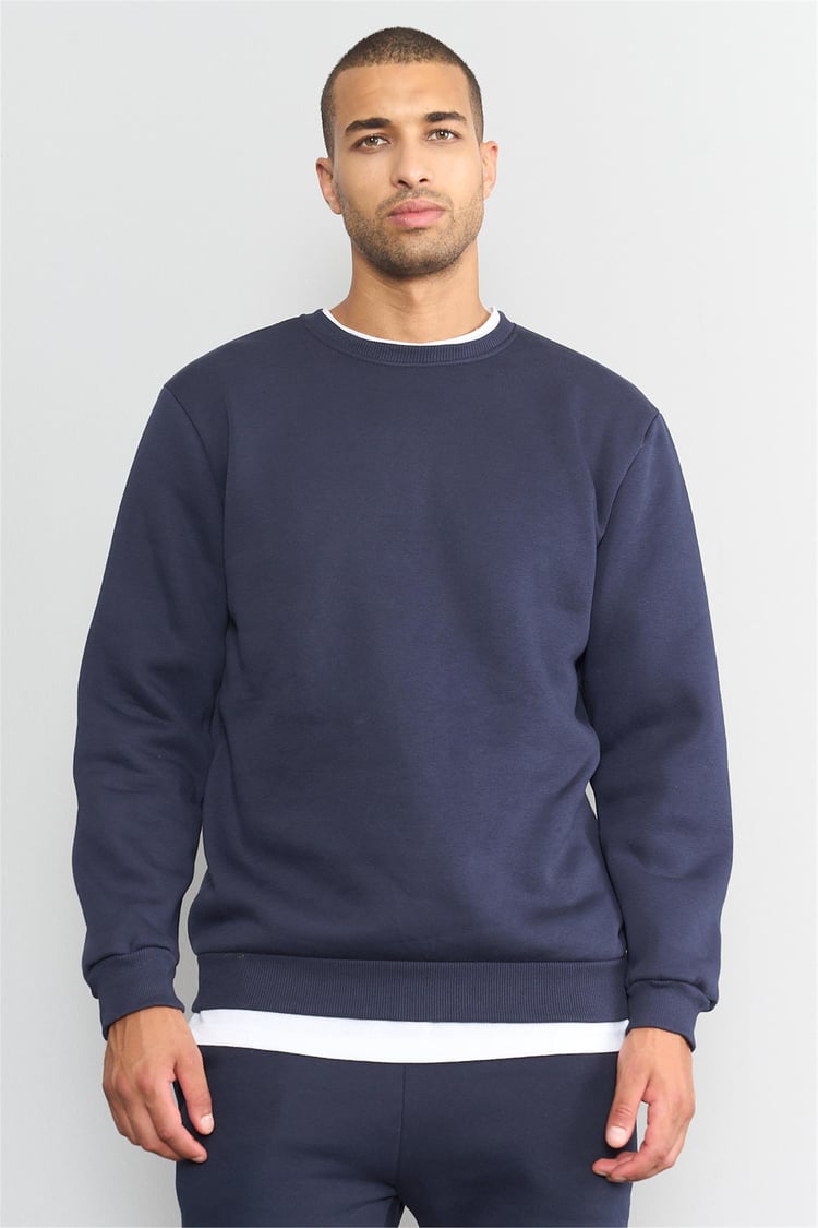 Çetinkaya Mentality 3036 Bisiklet Yaka Lacivert Sweatshirt