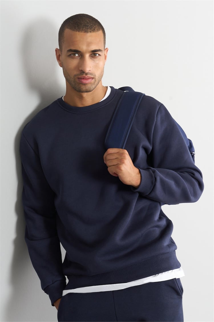 Çetinkaya Mentality 3036 Bisiklet Yaka Lacivert Sweatshirt