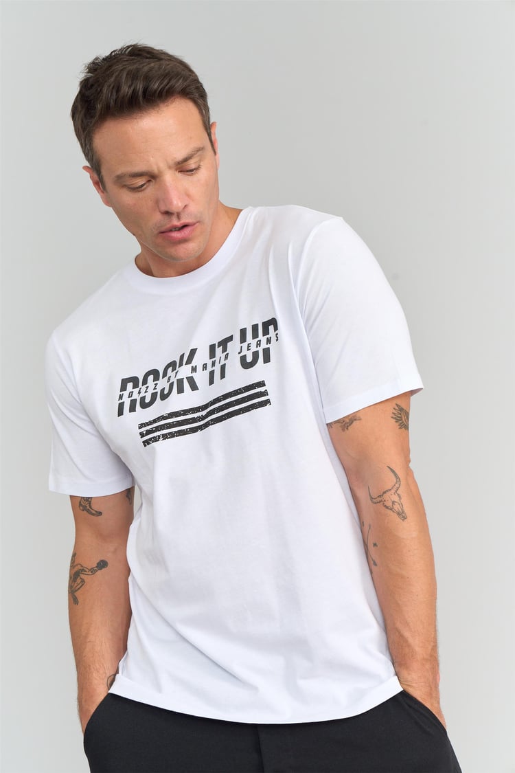 Çetinkaya Mentality 3063 Bisiklet Yaka Penye Regular T-Shirt Beyaz
