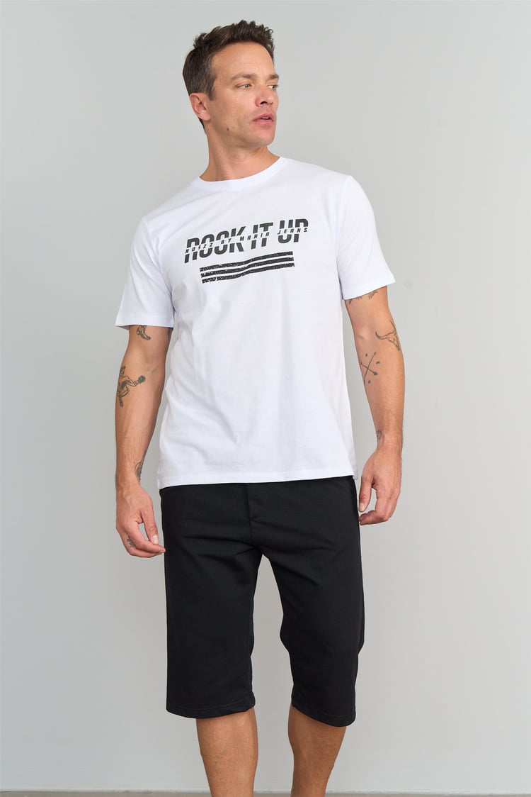 Çetinkaya Mentality 3063 Bisiklet Yaka Penye Regular T-Shirt Beyaz