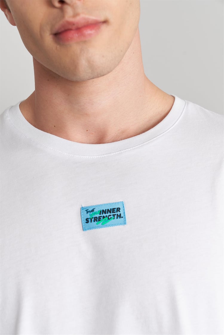 Çetinkaya Mentality 3079 Erkek Bisiklet Yaka Düşük Omuz Oversize Kalıp T-Shirt Beyaz