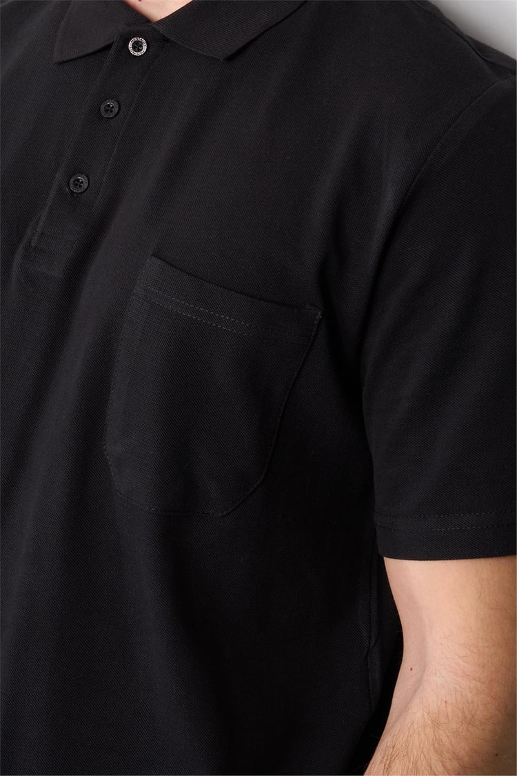 Çetinkaya Mentality 3140 Polo Yaka Penye Pike Cepli Regular T-Shirt Siyah
