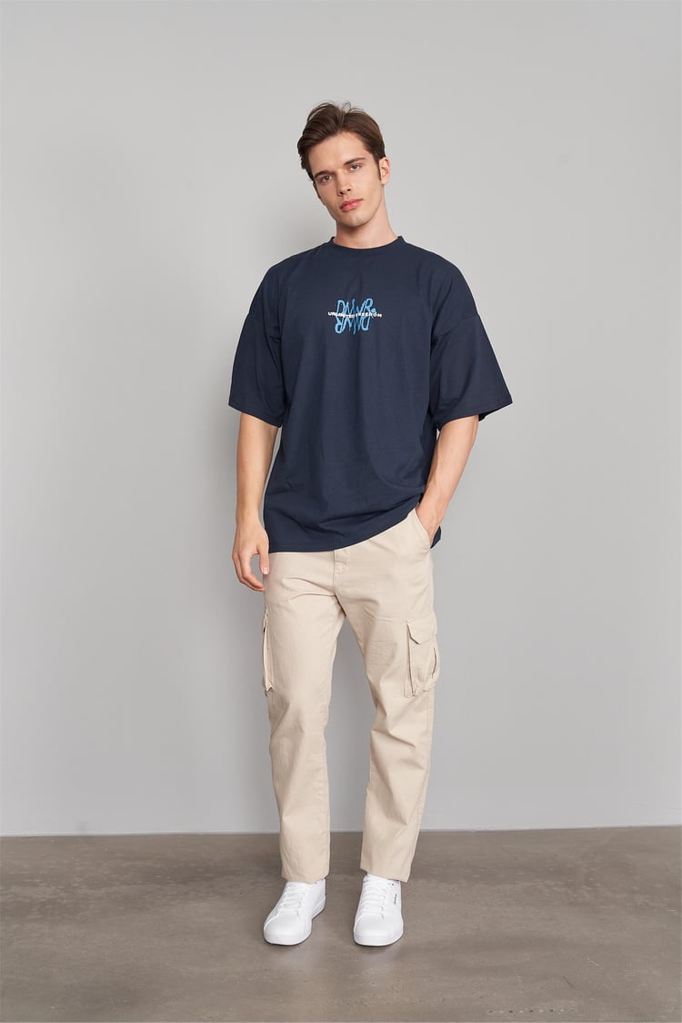 Çetinkaya Mentality 3174 Erkek Bisiklet Yaka Regular T-Shirt Lacivert