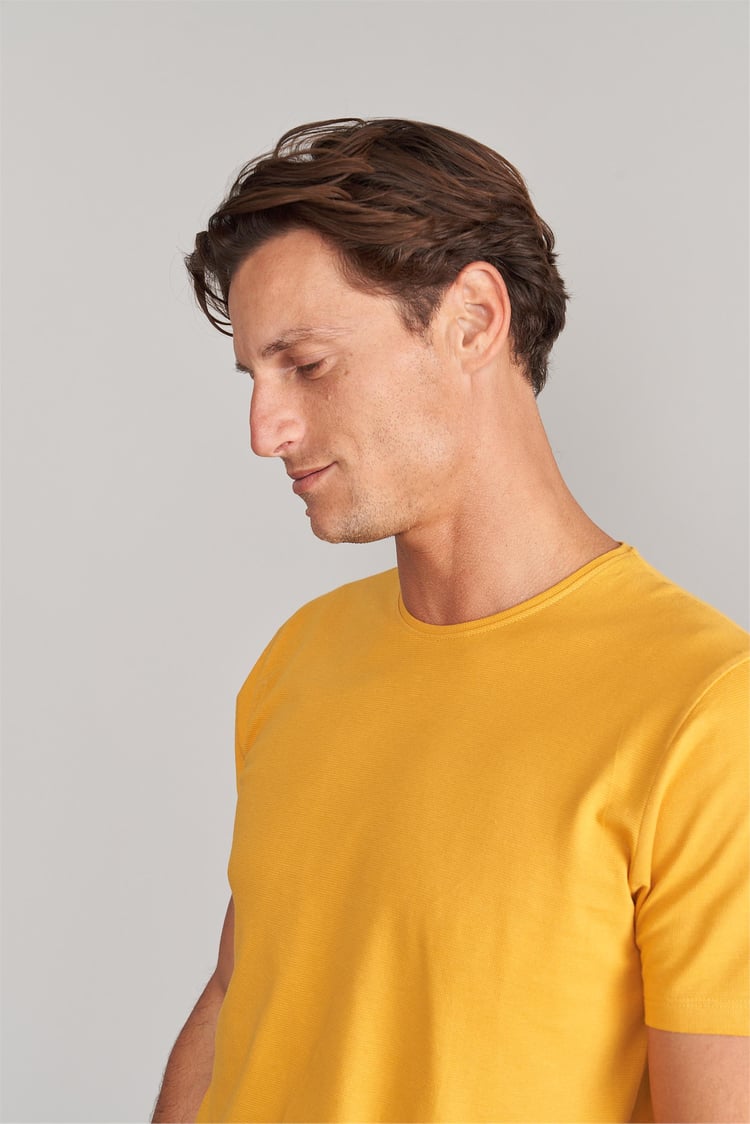 Çetinkaya Mentality 3249 Erkek Bisiklet Yaka Regular T-Shirt Hardal