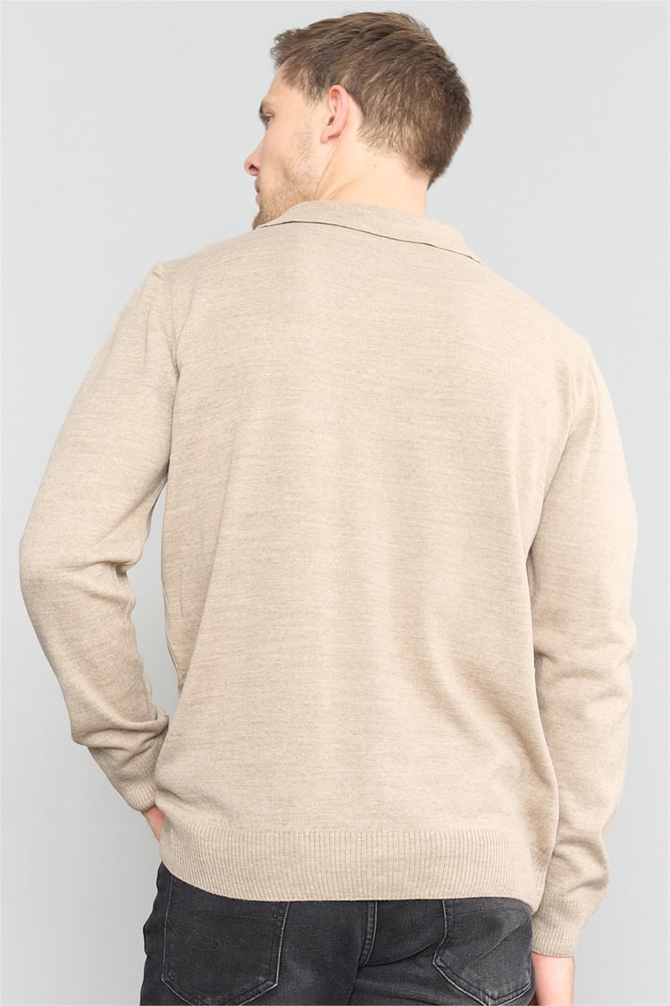 Çetinkaya Mentality 3339 Erkek Polo Yaka Kazak Açık Camel