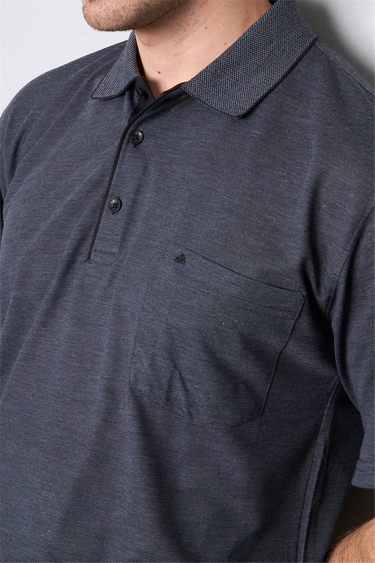 Çetinkaya Mentality 3371 Erkek Cepli Polo Yaka Regular Füme-Siyah T-Shirt