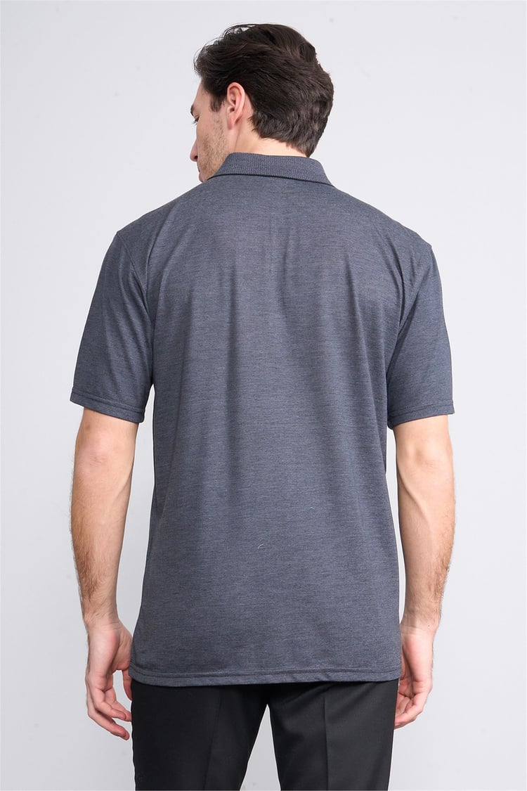 Çetinkaya Mentality 3371 Erkek Cepli Polo Yaka Regular Füme-Siyah T-Shirt
