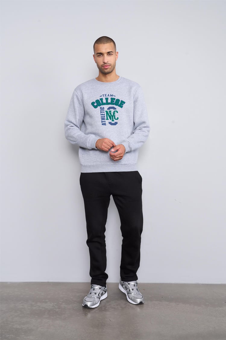 Çetinkaya Mentality 3476 Bisiklet Yaka 3 İplik Şardonlu Grimelanj Sweatshirt